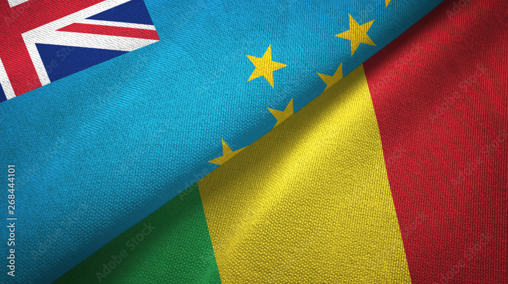 Tuvalu and Mali two flags textile cloth, fabric texture Tuvalu and Mali two flags textile cloth, fabric texture