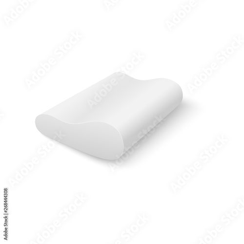 Blank orthopedic pillow or clean cushion 3d realistic vector isolated on white.