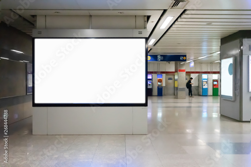 Blurred Blank billboard for advertising or map in the subway