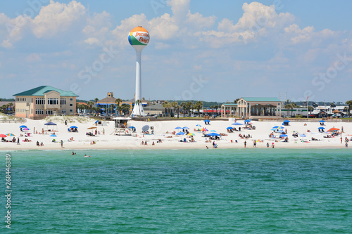 Beach goers at Pensacola Beach in Escambia County, Florida on the Gulf of Mexico, USA photo