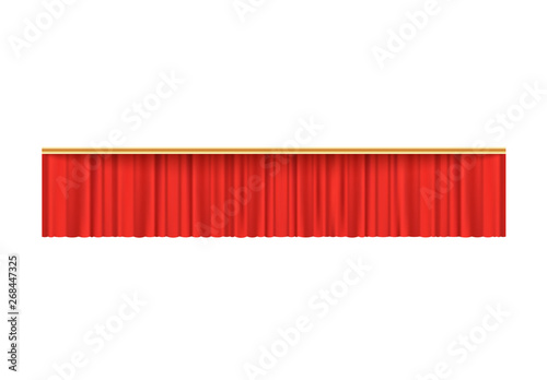 Red velvet curtain valance for theater stage performance photo