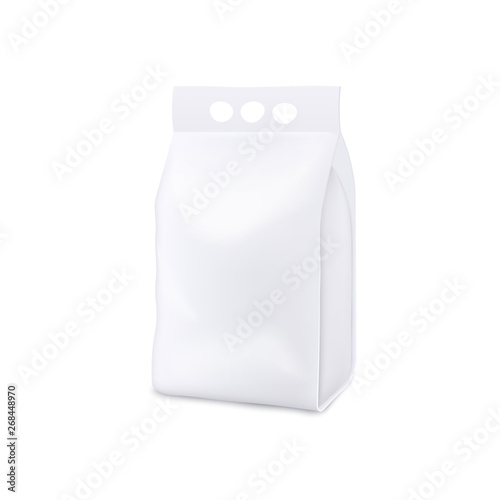 Laundry detergent stand up pouch package realistic mockup isolated on white background.