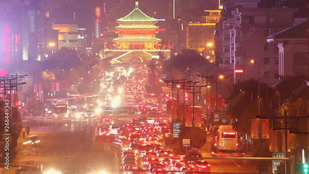 trafic Of Xi'an At Night,China.