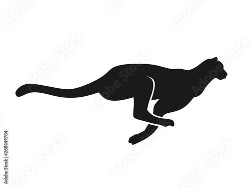 Running Cheetah silhouette monochrome color. Symbol of vitality. Creative design. Vector illustration