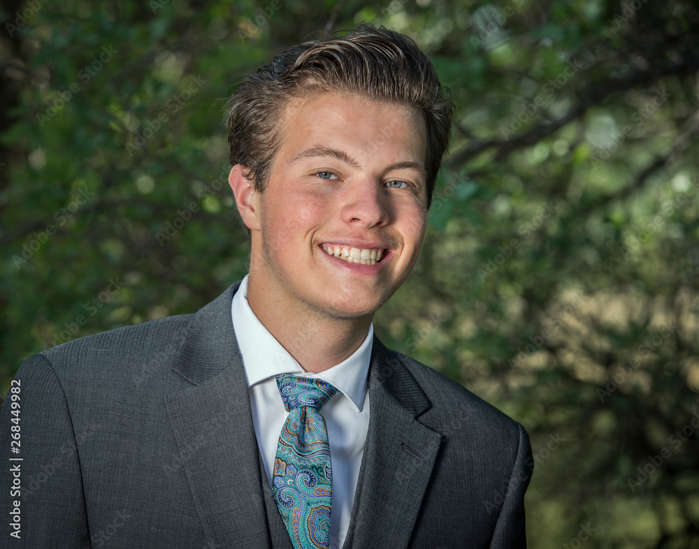 Outdoor head and shoulder portrait young man in suit and tie Outdoor head and shoulder portrait young man in suit and tie