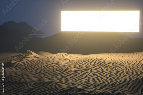 3d rendering  the wide desert  with stripes shapes.