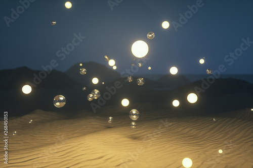 3d rendering, the wide desert, with stripes shapes. photo