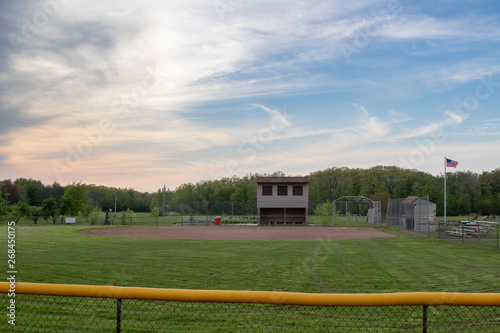 Canvas Print Baseball field from an outfield behind the third base line prospective