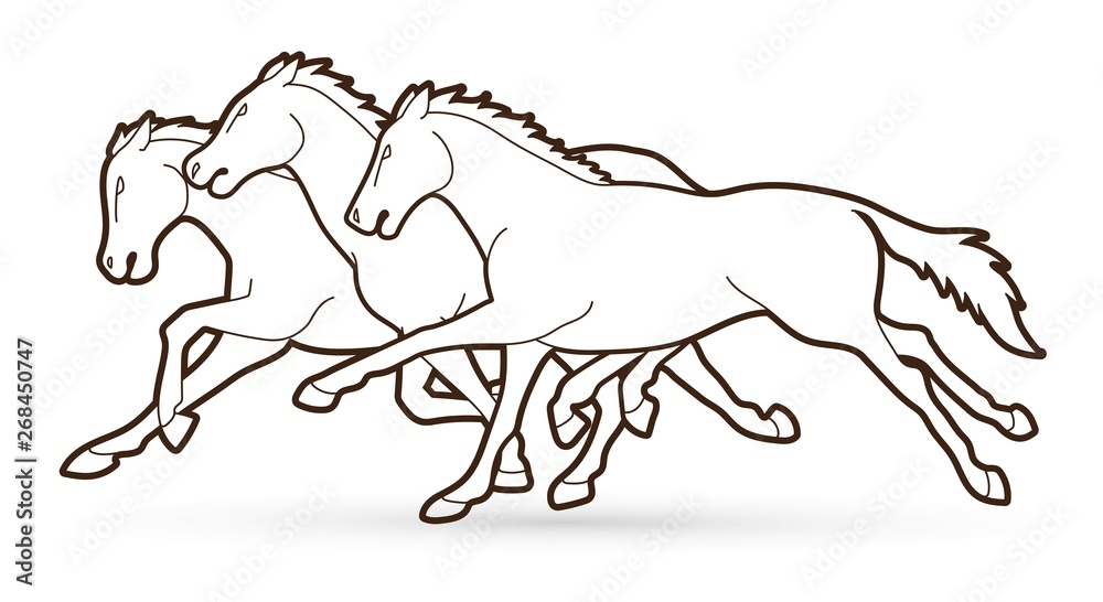 Group of Horses running cartoon graphic vector Group of Horses running cartoon graphic vector