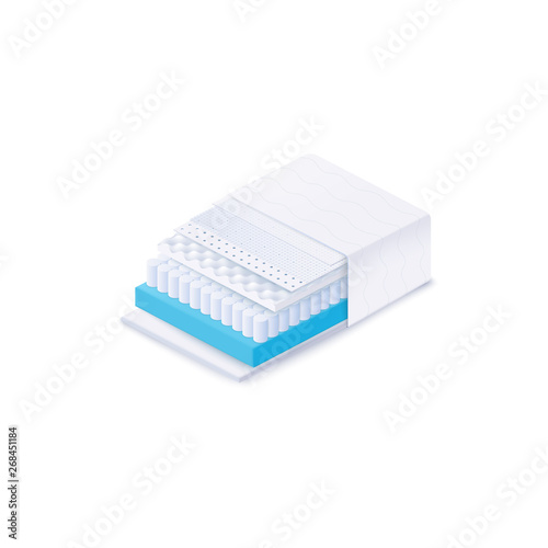 Orthopedic mattress inner and outer layer in section vector illustration isolated.