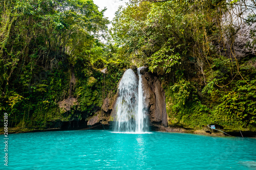 Kawasan Falls on Cebu island in Philippines  turquoise waterfalls
