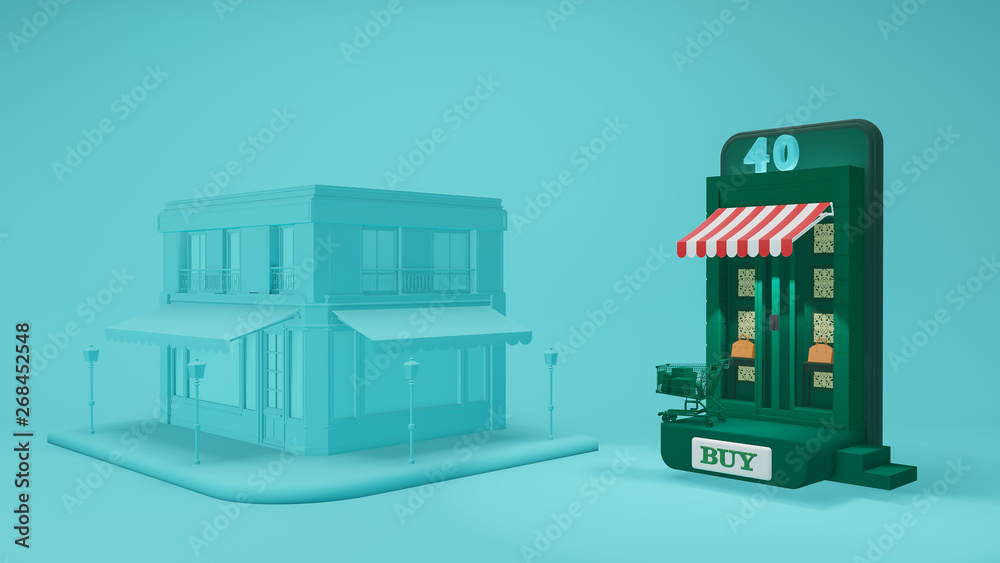 Obraz premium mobile phone 3d present ,shopping on line concept.3d render.