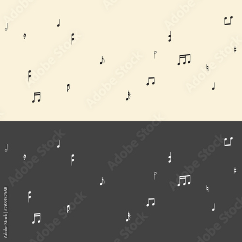 Seamless pattern with musical signs such as notes, treble clefs, bass keys photo