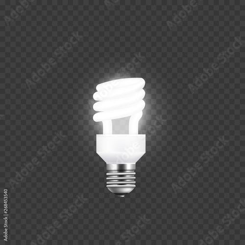 Electric light bulb 3d vector illustration isolated on transparent background.