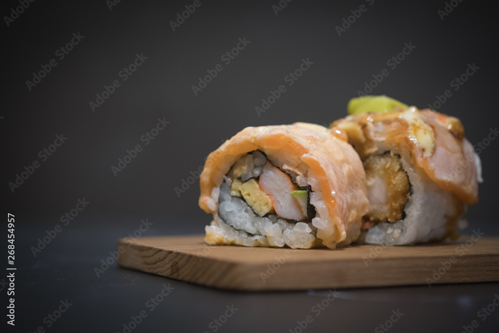 Sushi rolls with salmon Sushi rolls with salmon