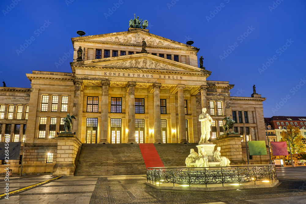The Konzerthaus Berlin at the Gendarmenmarkt at night