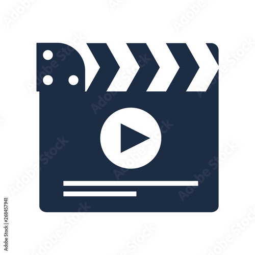 Cinema clapboard with play sign