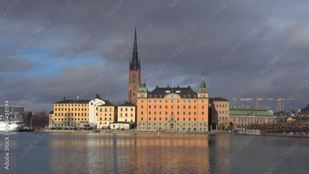 View of the Knight island on a cloudy March day. Old Stockholm, Sweden View of the Knight island on a cloudy March day. Old Stockholm, Sweden