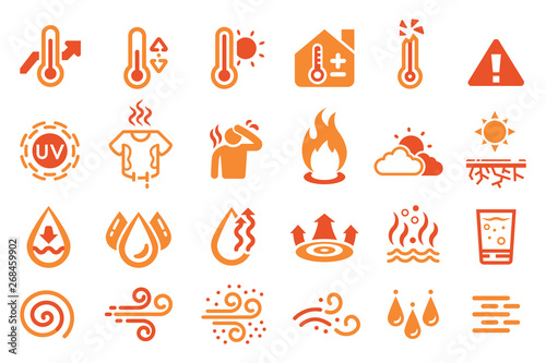 Fotografie, Obraz Hot temperature reaction icon. heat weather element.
