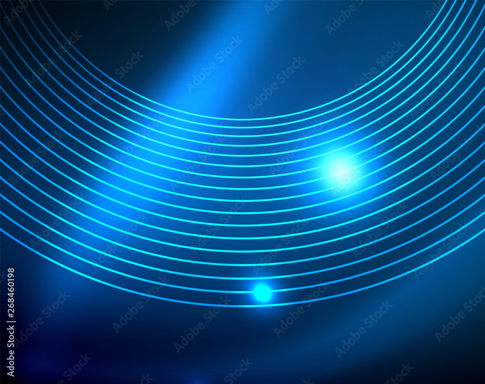 Blue neon circles, abstract circular lines. Glowing circle abstract pattern background Blue neon circles, abstract circular lines. Glowing circle abstract pattern background