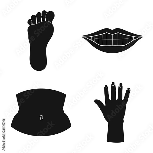 Vector illustration of body and part icon. Collection of body and anatomy stock symbol for web.