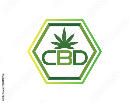Organic CBD Cannabis Logo In Isolated White Background