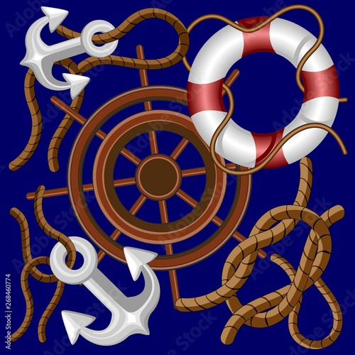 Nautical Marine and Navigation Elements Vector Background