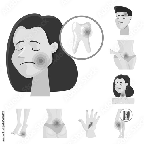 Vector design of suffering and injury logo. Set of suffering and damage vector icon for stock.