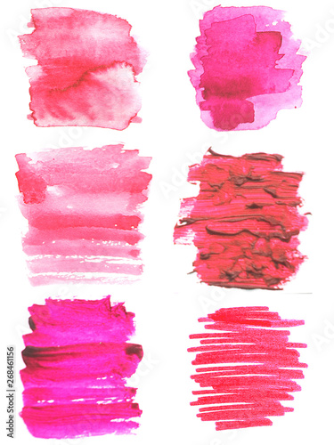 Set of pink watercolor backgrounds. Design of cards, flyers, invitations.