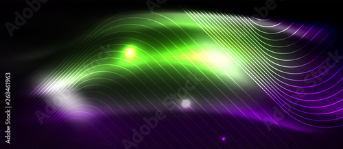 Glowing shiny neon squares abstract background, techno modern template