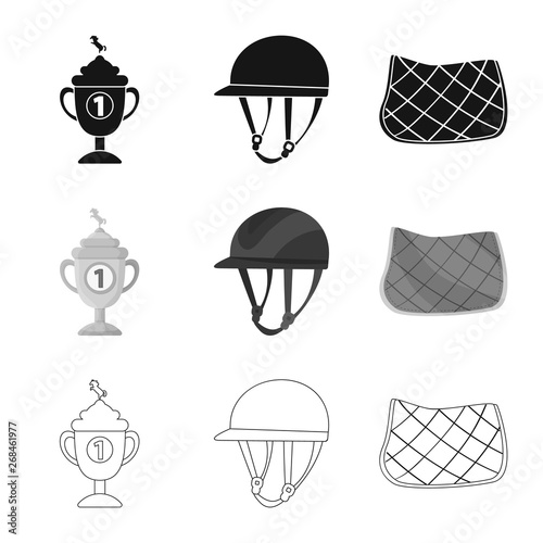 Vector illustration of equipment and riding logo. Set of equipment and competition vector icon for stock.