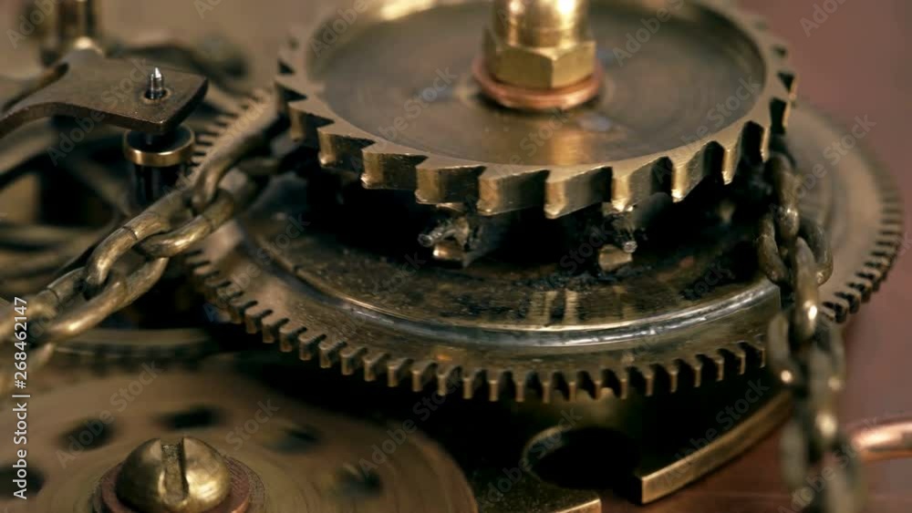 Steampunk, gear mechanism with a chain, part of an old-style time ...