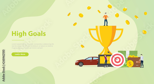 high goals personal target concept with people and achievement for website template banner or landing design homepage - vector