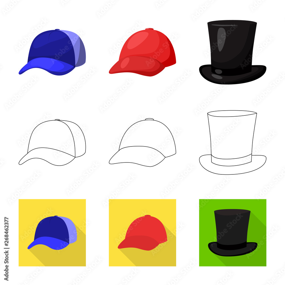 Vector design of clothing and cap logo. Collection of clothing and beret stock symbol for web.
