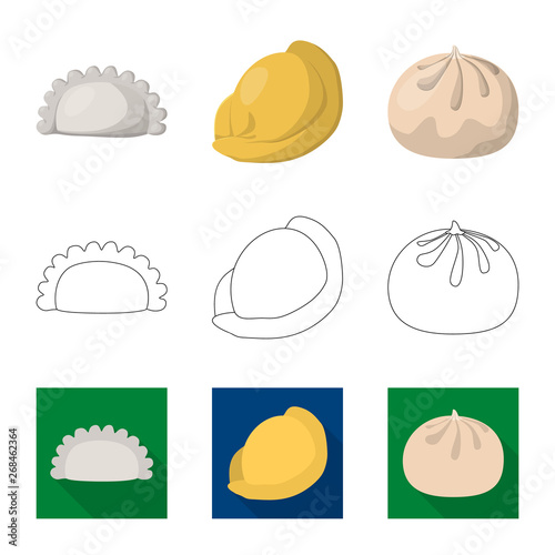 Vector illustration of products and cooking symbol. Set of products and appetizer vector icon for stock.