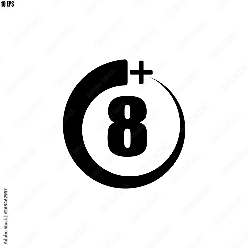 8+ icon, sign.Information icon for age limit - vector illustration