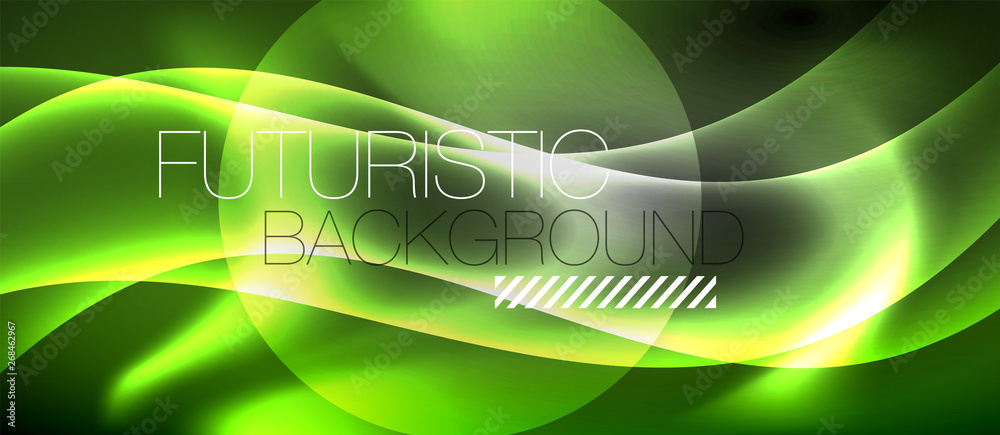 Glossy glowing neon light wave background Glossy glowing neon light wave background