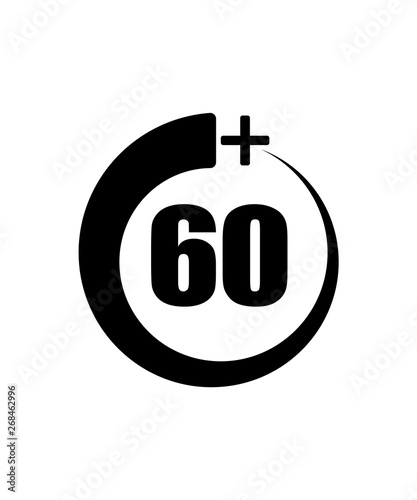 60+ icon, sign.Information icon for age limit - vector illustration