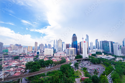 Asian megapolis. Beautiful city view with skyscrapers and roads. © luengo_ua