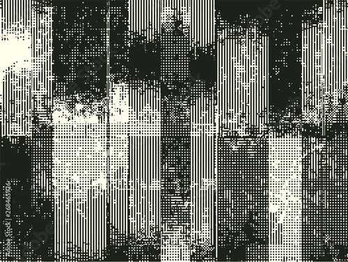 Abstract grunge vector background. Monochrome composition of irregular graphic elements.