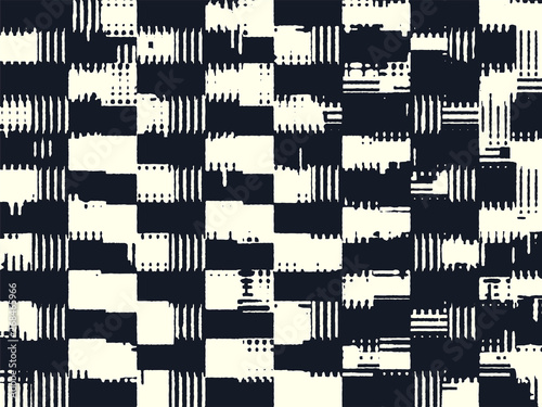 Abstract grunge vector background. Monochrome composition of irregular graphic elements.