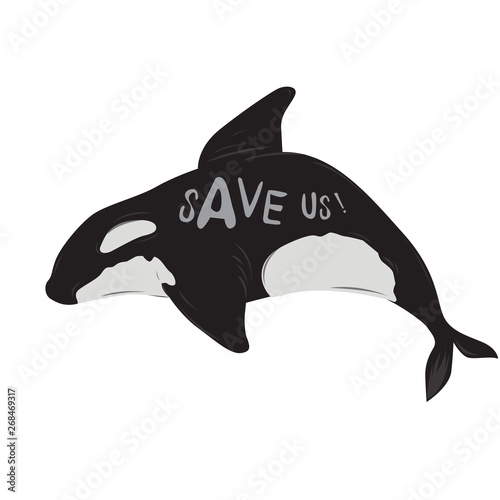 Vector illustration save the whale, ocean, nature, and world campaign