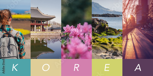 Photography Conceptual collage,  travel to South Korea, several vertical images for your design, with space for text