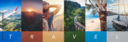 Travel concept background. Summer concept.  Header format with copyspace, vertical stories
