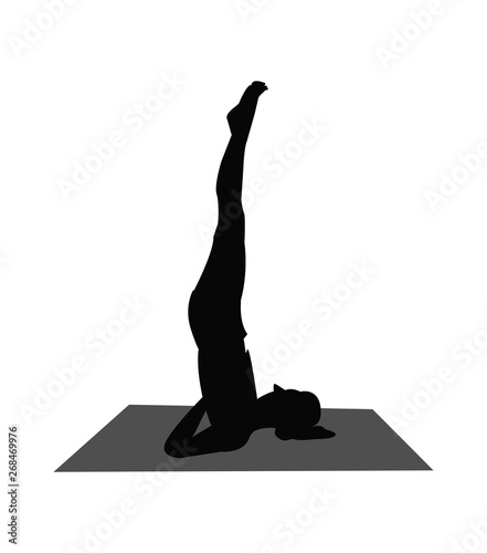 girl silhouette in yoga pose. vector illustration isolated on white background