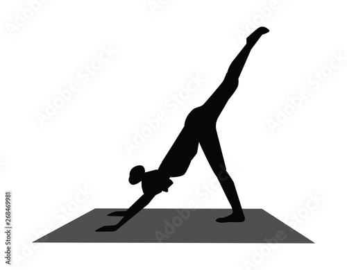girl silhouette in yoga pose. vector illustration isolated on white background