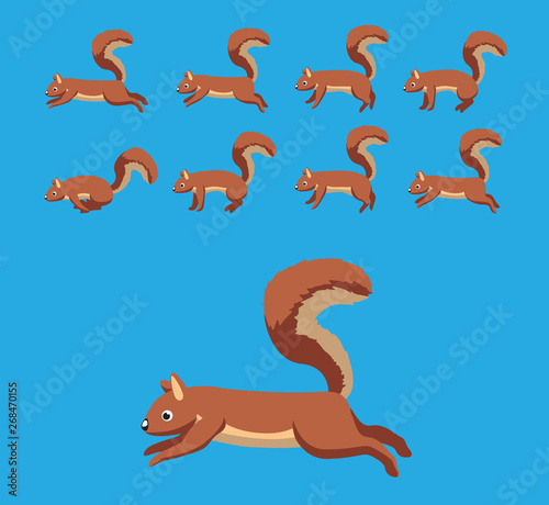 Squirrel Walking Motion Animation Sequence Cartoon Vector Illustration