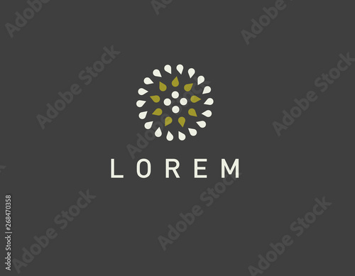 Abstract logo icon of water drop or oil pattern in a circle for spa