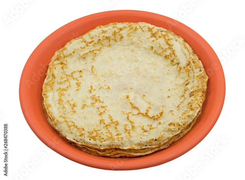 pancakes on a plate on a white