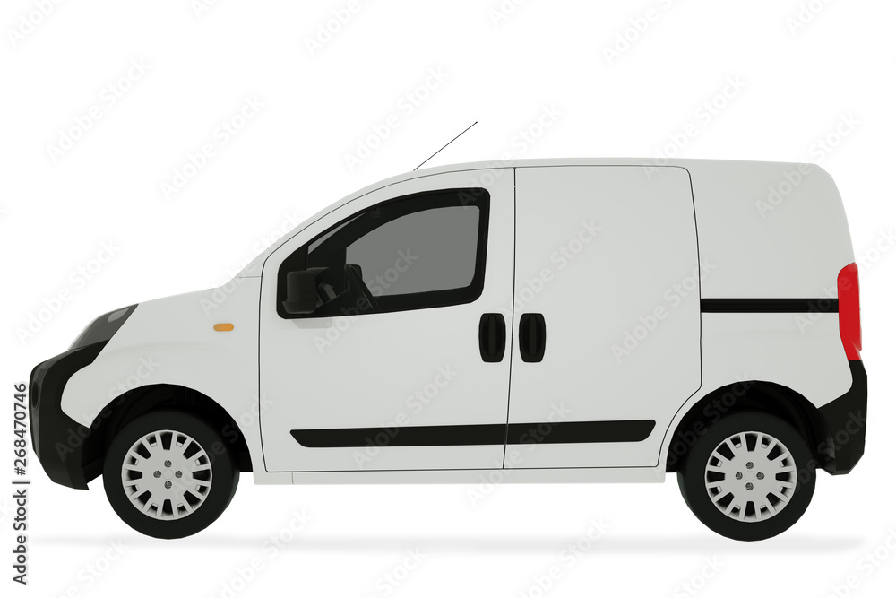 Pickup car on white background mock up. Delivery Van 3D Illustration